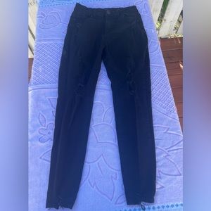 Enjean Girls Cropped Jeans Black Stretch Distressed Denim Juniors Size 7